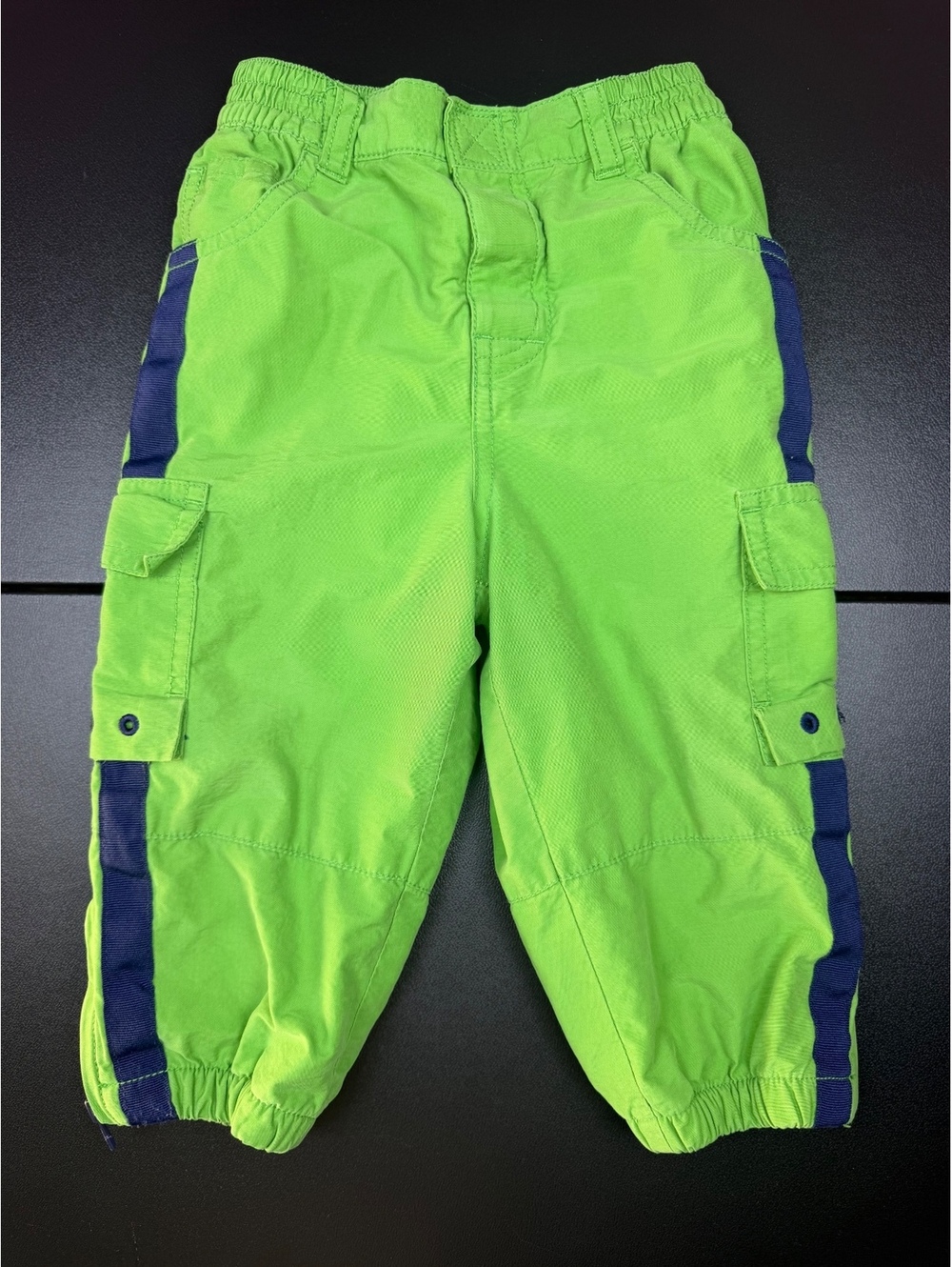 Vintage 2001 Gymboree 12-18M Lime Green Cargo Pants Y2K Zip Leg Baby